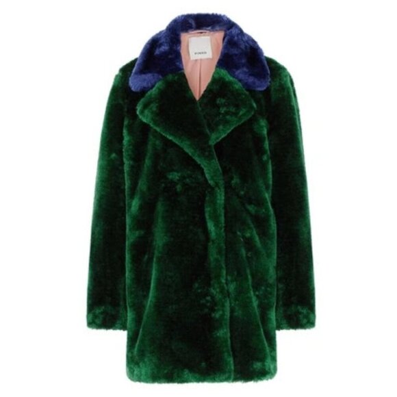 Pinko Jackets & Blazers - PINKO Stendino Colorblock Faux Fur Double Breasted Coat